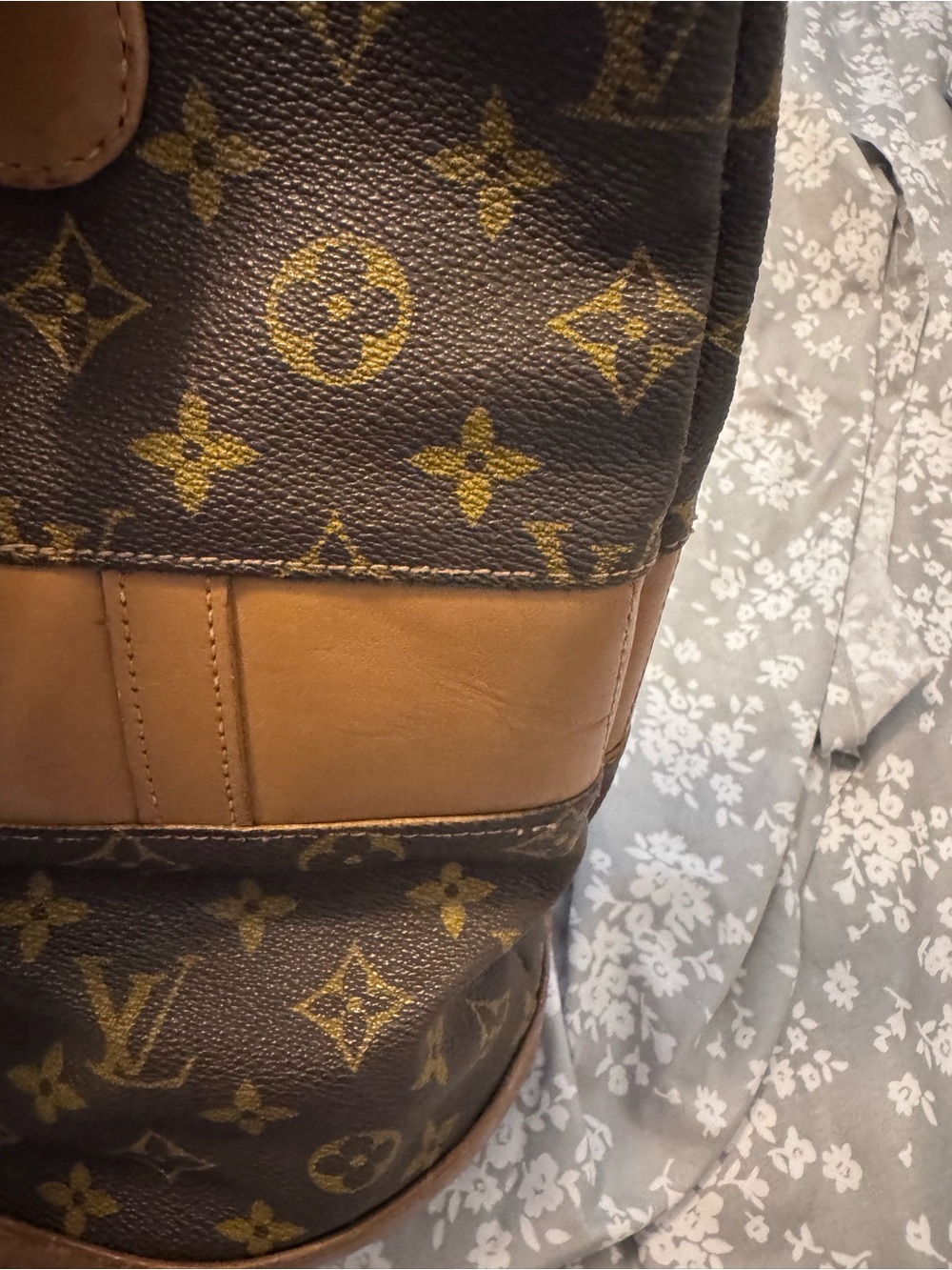 Louis Vuitton Brown Monogram Canvas Backpack with Tan Leather Trim